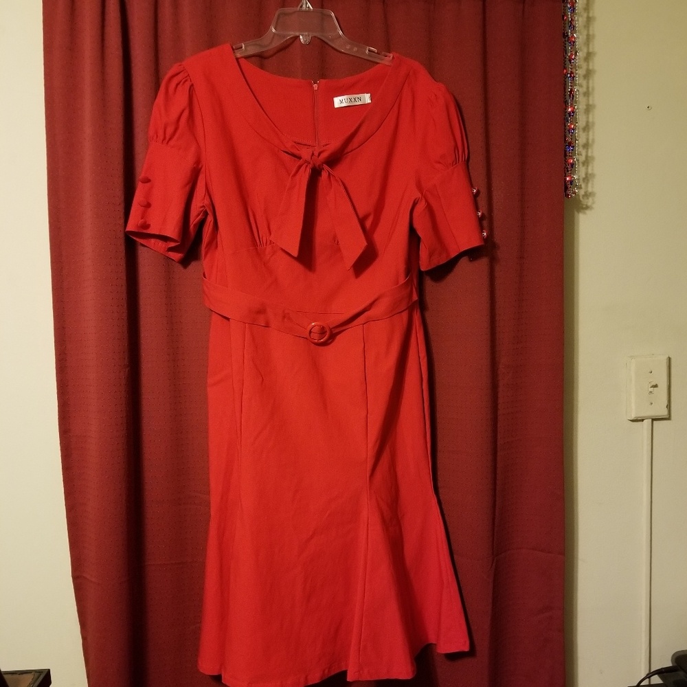 Red retro style dress - Picture 3 of 5